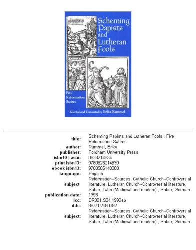 Scheming papists and Lutheran fools: five Reformation satires