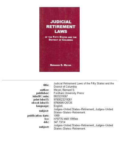 Judicial retirement laws of the fifty states and the District of Columbia