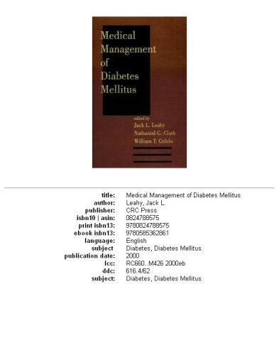 Medical management of diabetes mellitus