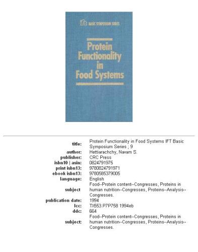 Protein functionality in food systems