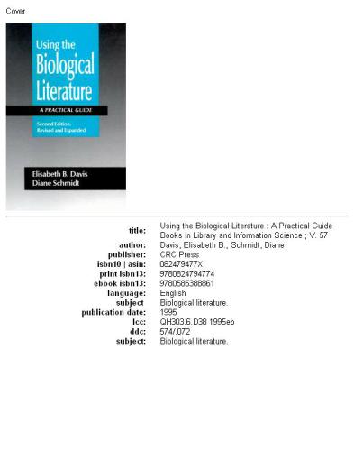 Using the biological literature: a practical guide