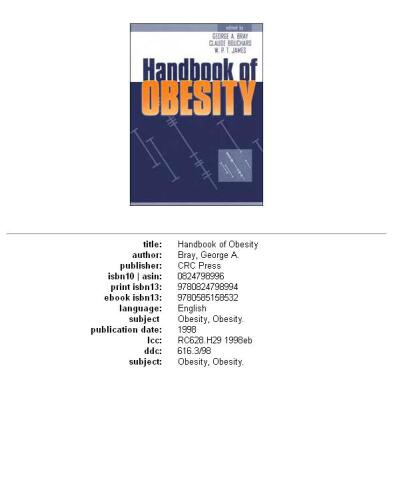 Handbook of obesity