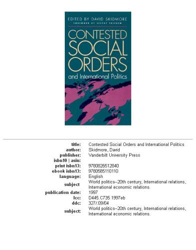 Contested social orders and international politics