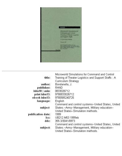 Microworld simulations for command and control training of theater logistics and support staffs: a curriculum strategy