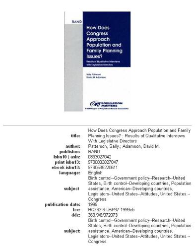 How does Congress approach population and family planning issues?: results of qualitative interviews with legislative directors