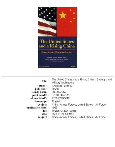 The United States and a rising China: strategic and military implications