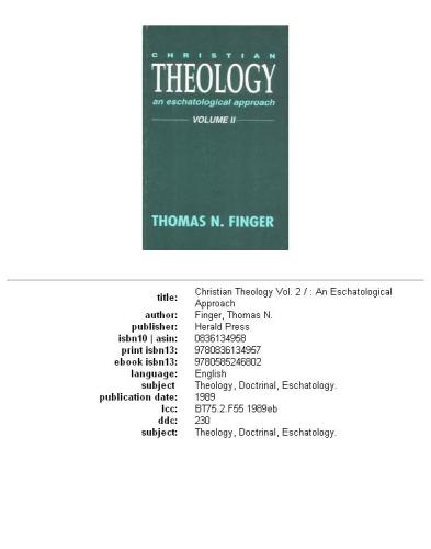 Christian theology: an eschatological approach