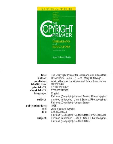 The copyright primer for librarians and educators