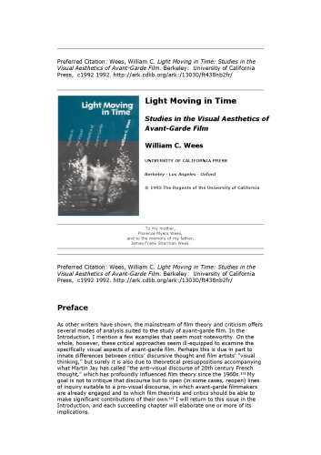 Light Moving in Time: Studies in the Visual Aesthetics of Avant-Garde Film