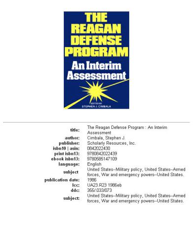 The Reagan defense program: an interim assessment