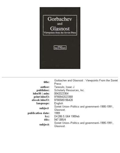 Gorbachev and glasnost: viewpoints from the Soviet press