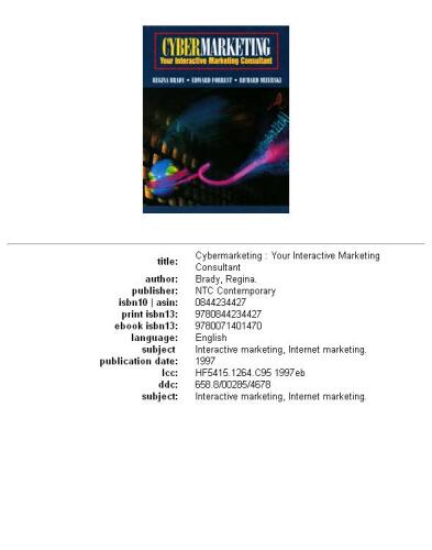 Cybermarketing: your interactive marketing consultant