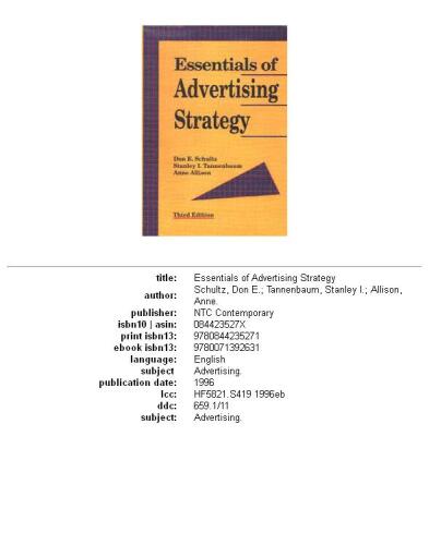 Essentials of advertising strategy