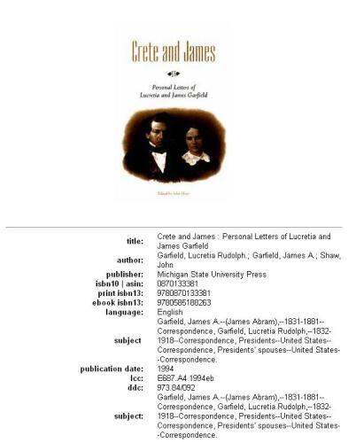 Crete and James: personal letters of Lucretia and James Garfield