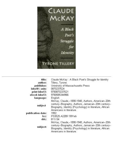 Claude McKay: a black poet's struggle for identity