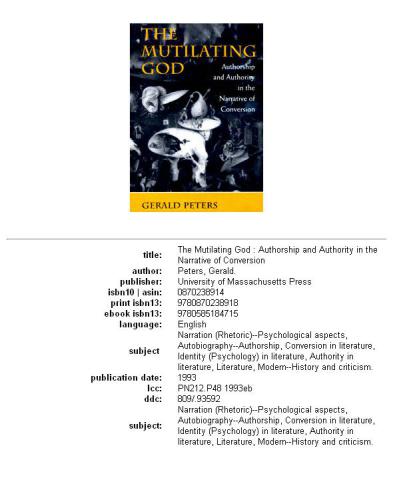 The mutilating God: authorship and authority in the narrative of conversion