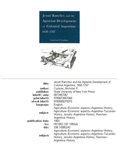 Jesuit Ranches and the Agrarian Development of Colonial Argentina, 1650-1767