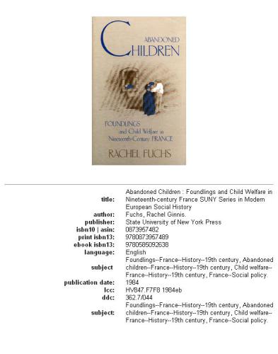 Abandoned children: foundlings and child welfare in nineteenth-century France