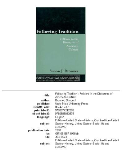 Following tradition: folklore in the discourse of American culture