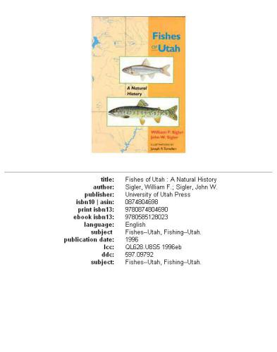 Fishes of Utah: a natural history