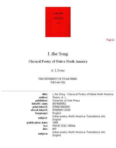 I, the song: classical poetry of native North America