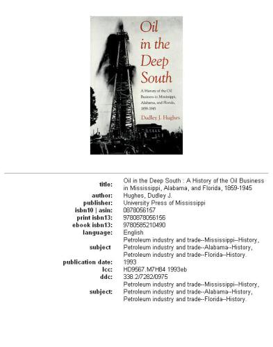 Oil in the Deep South: a history of the oil business in Mississippi, Alabama, and Florida : 1859-1945