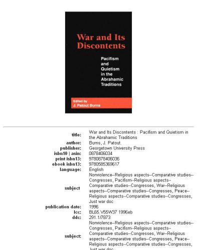 War and its discontents: pacifism and quietism in the Abrahamic traditions