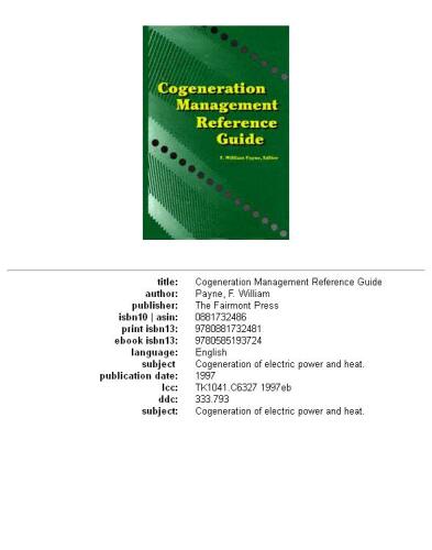 Cogeneration management reference guide