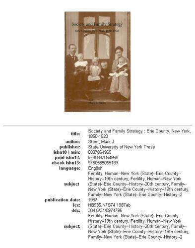 Society and family strategy: Erie County, New York, 1850-1920