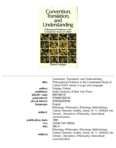 Convention, translation, and understanding: philosophical problems in the comparative study of culture