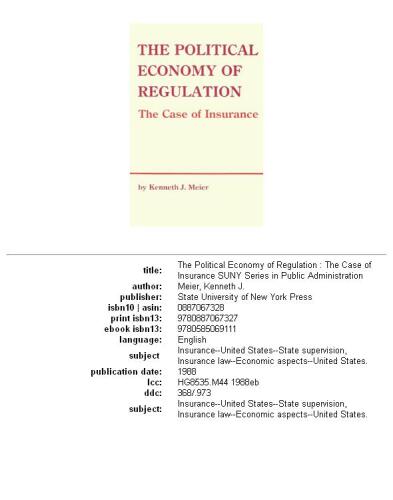 The political economy of regulation: the case of insurance