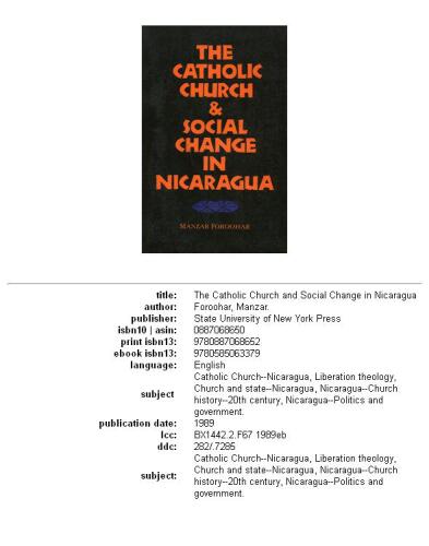 The Catholic Church and social change in Nicaragua