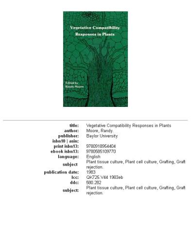 Vegetative compatibility responses in plants