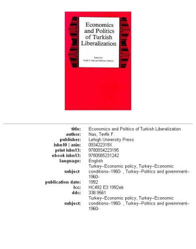 Economics and politics of Turkish liberalization