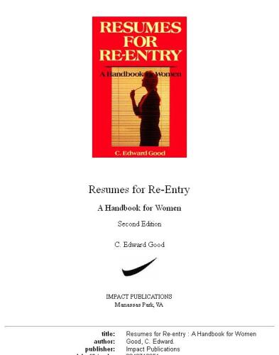 Resumes for re-entry: a handbook for women