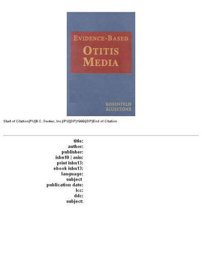 Evidence-based otitis media