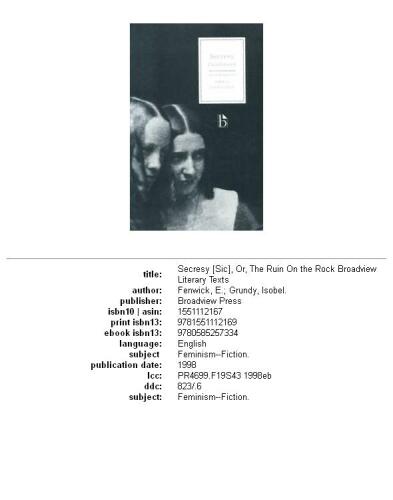 Secrecy, or, The ruin on the rock