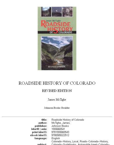 Roadside history of Colorado