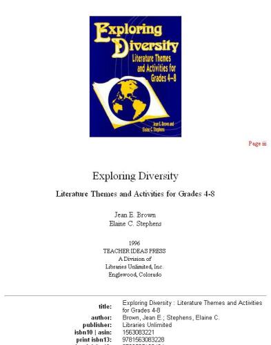 Exploring diversity: literature themes and activities for grades 4-8