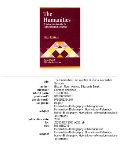 The humanities: a selective guide to information sources