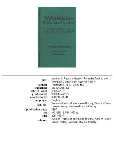 Women in Russian history: from the tenth to the twentieth century