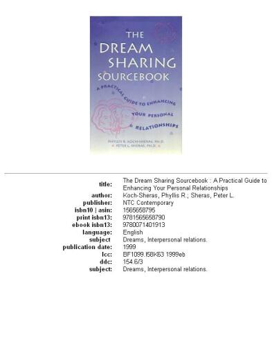 The Dream Sharing Sourcebook: A Practical Guide to Enhancing Your Personal Relationships