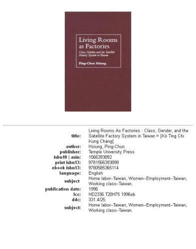 Living rooms as factories: class, gender, and the satellite factory system in Taiwan