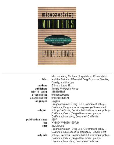 Misconceiving mothers: legislators, prosecutors, and the politics of prenatal drug exposure