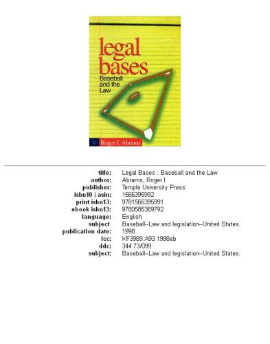 Legal bases: baseball and the law