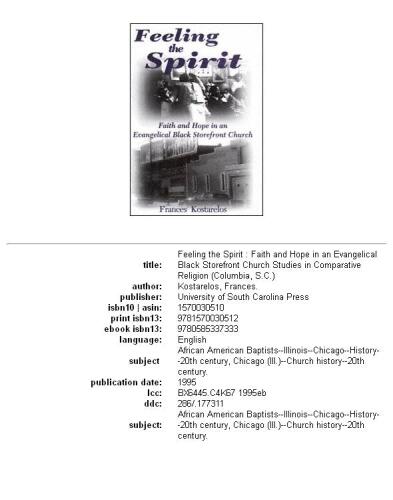 Feeling the spirit: faith and hope in an evangelical Black storefront church