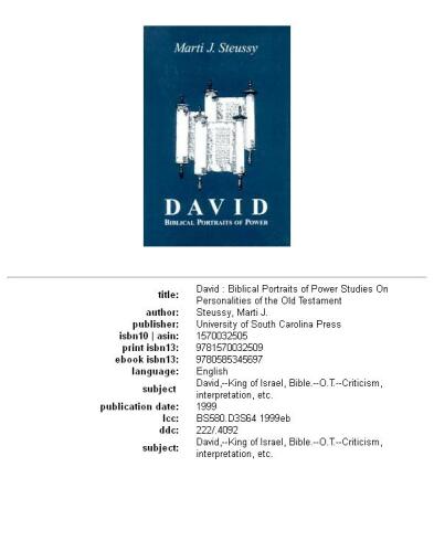 David: biblical portraits of power