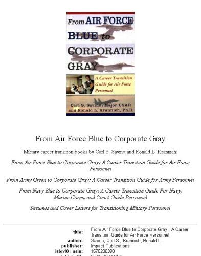 From Air Force blue to corporate gray: a career transition guide for Air Force personnel