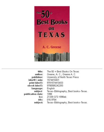 Fifty plus best books on Texas