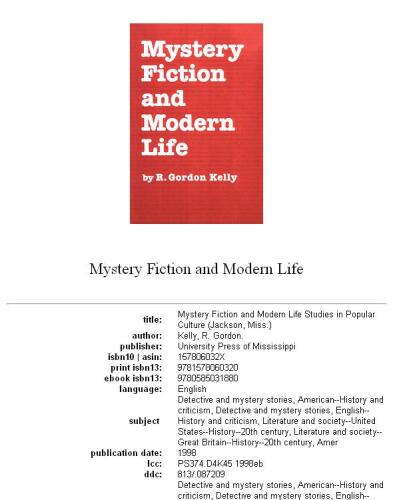 Mystery fiction and modern life